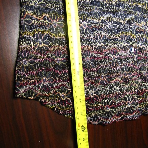 Chico's Metallic Multi-color Embroidered Stretch Mesh Blouse Size 0 Black - Picture 14 of 15